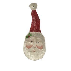 Vintage Christmas Spoon Rest Hanging Santa by HOL Kitchen Decor Hand Painted 90s